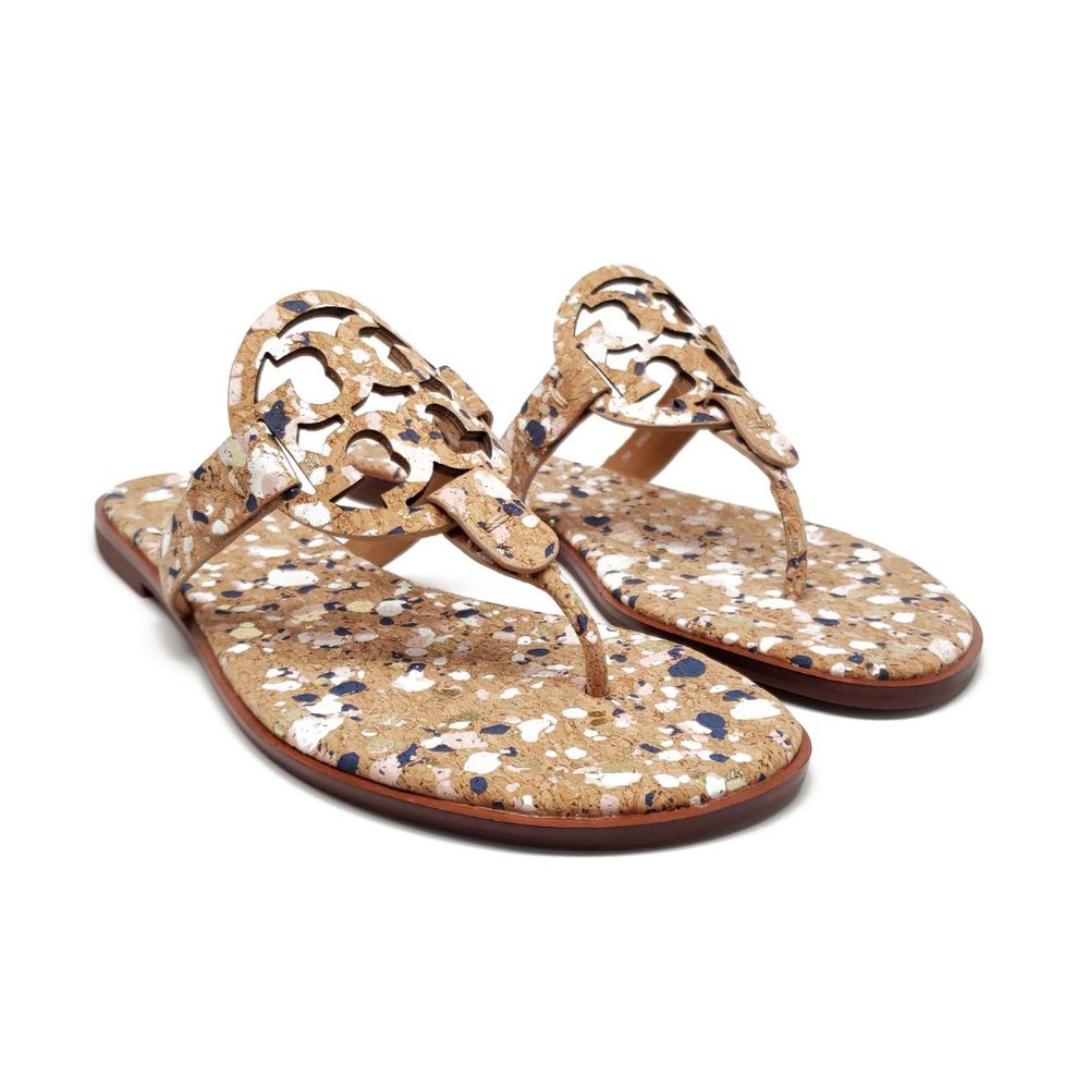Tory Burch Miller Cork Sandals New Ivory Confetti - Picture 6 of 10